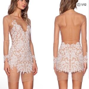 For Love And Lemons White Floral Backless Dress
